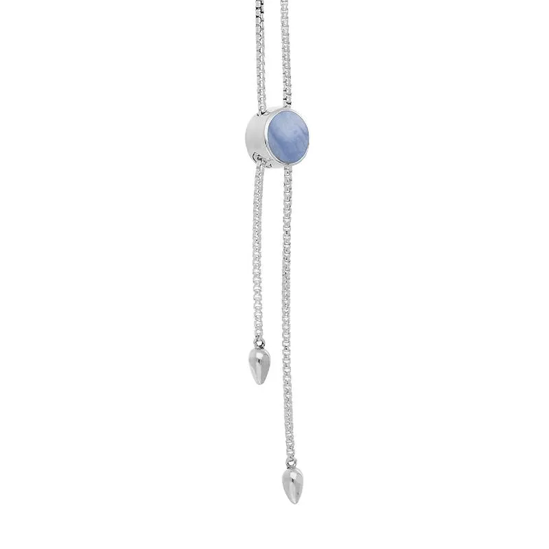 Sterling Silver Blue Lace Agate Lineaire Round Stone Adjustable Necklace sold by Jura Watches product image thumbnail 2