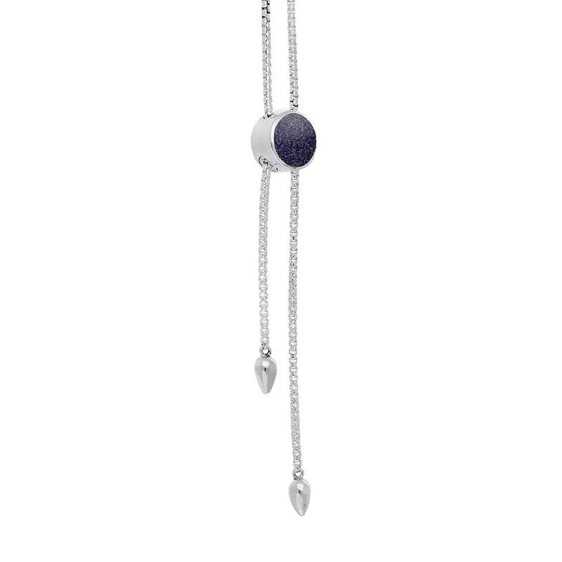 Sterling Silver Blue Goldstone Lineaire Round Stone Adjustable Necklace sold by Jura Watches product image thumbnail 2
