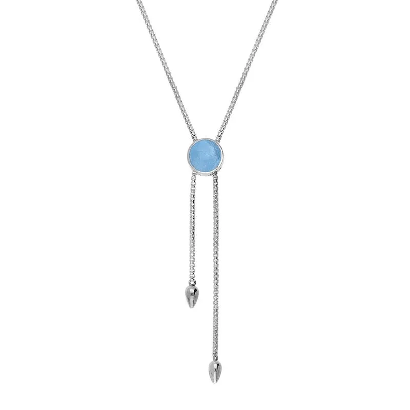 Sterling Silver Aquamarine Lineaire Round Stone Adjustable Necklace sold by Jura Watches