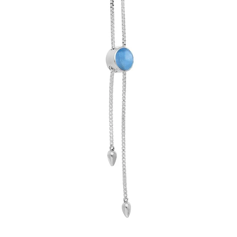 Sterling Silver Aquamarine Lineaire Round Stone Adjustable Necklace sold by Jura Watches product image thumbnail 2