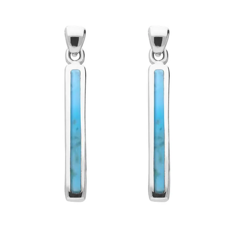 Sterling Silver Turquoise Short Slim Drop Earrings sold by Jura Watches