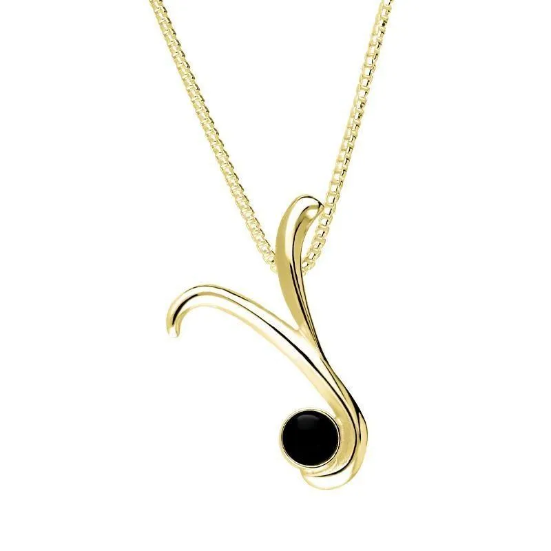 18ct Yellow Gold Whitby Jet Love Letters Initial Y Necklace sold by Jura Watches