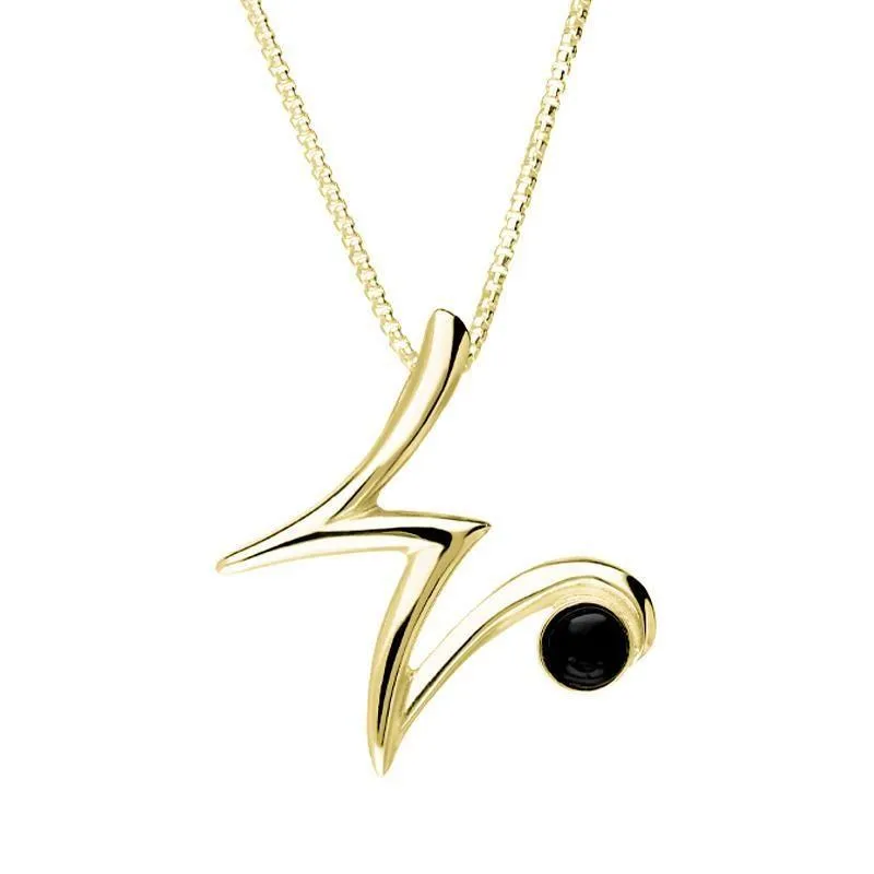 18ct Yellow Gold Whitby Jet Love Letters Initial W Necklace sold by Jura Watches
