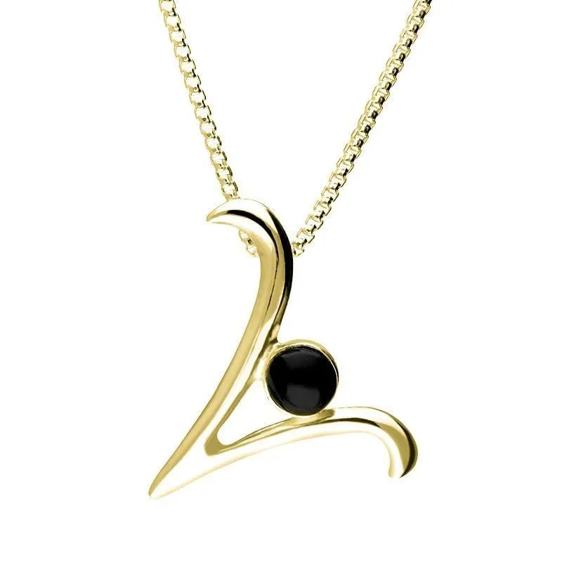 18ct Yellow Gold Whitby Jet Love Letters Initial V Necklace sold by Jura Watches