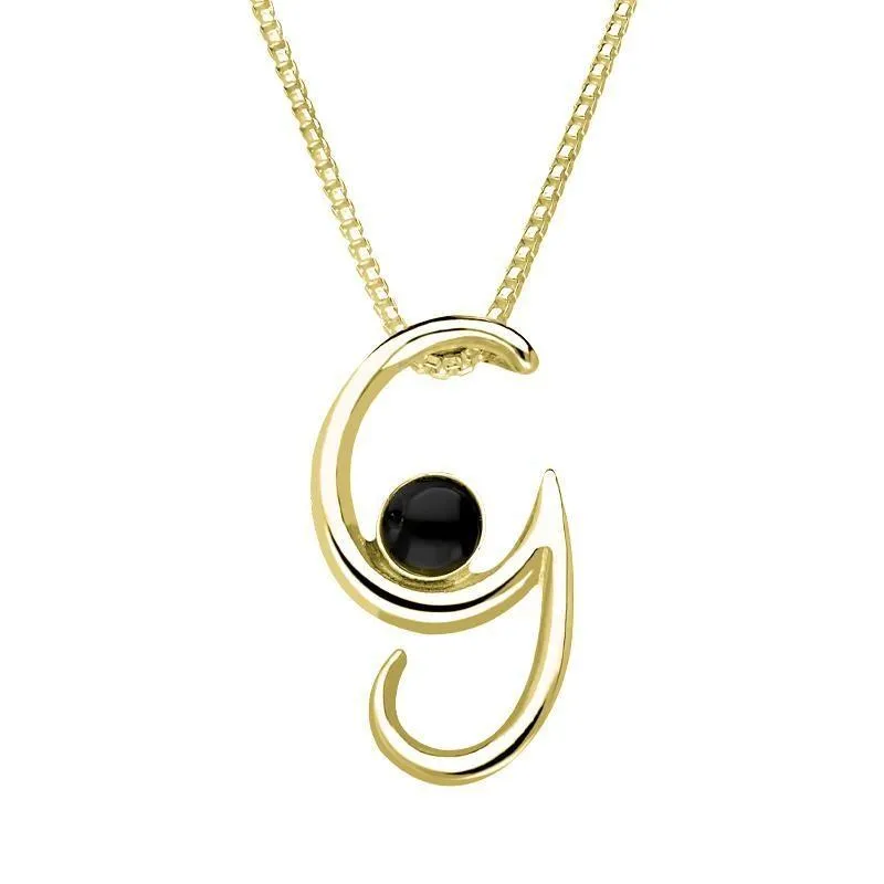 18ct Yellow Gold Whitby Jet Love Letters Initial G Necklace sold by Jura Watches
