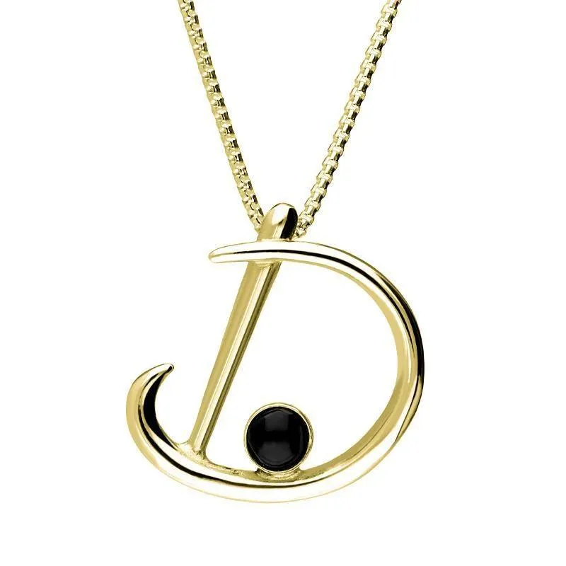 18ct Yellow Gold Whitby Jet Love Letters Initial D Necklace sold by Jura Watches