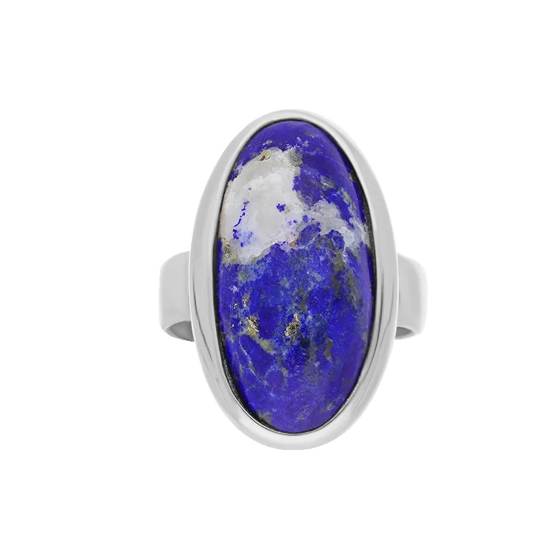 Sterling Silver Lapis Lazuli Long Oval Statement Ring D sold by Jura Watches product image thumbnail 3