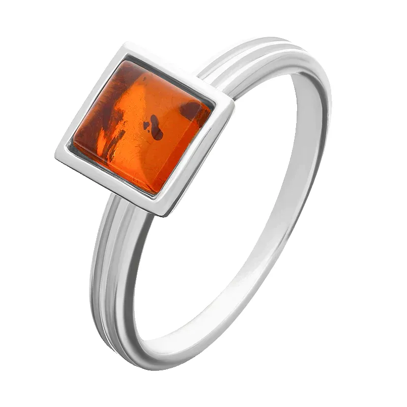Sterling Silver Amber Square Stacking Ring sold by Jura Watches product image thumbnail 2