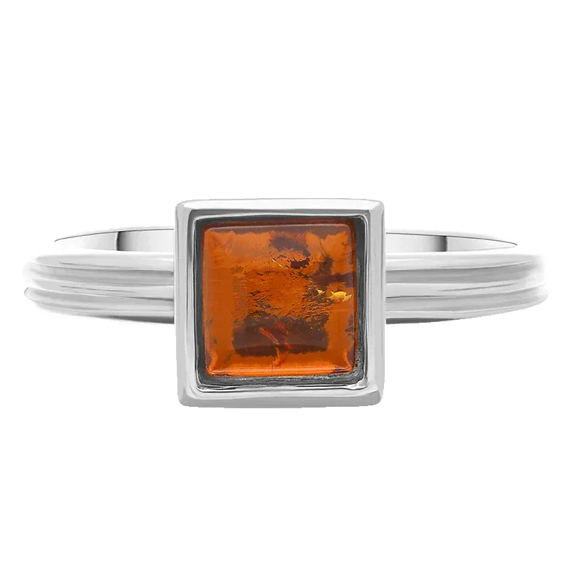 Sterling Silver Amber Square Stacking Ring sold by Jura Watches product image thumbnail 3