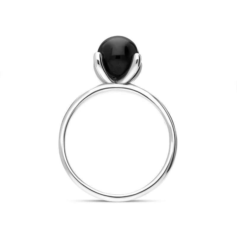 Sterling Silver Whitby Jet 8mm Round Bead Ring sold by Jura Watches product image thumbnail 3
