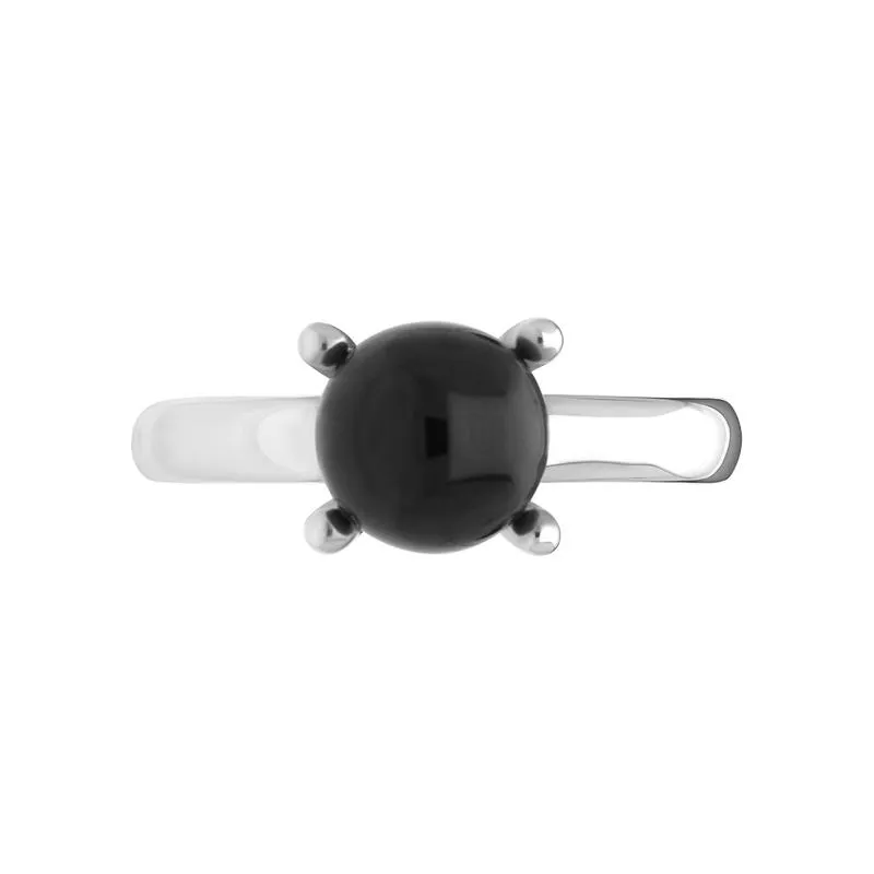 Sterling Silver Whitby Jet 8mm Round Bead Ring sold by Jura Watches product image thumbnail 2