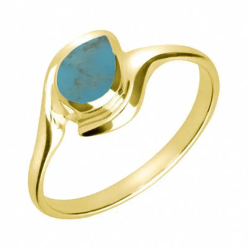 18ct Yellow Gold Turquoise Offset Pear Ring sold by Jura Watches