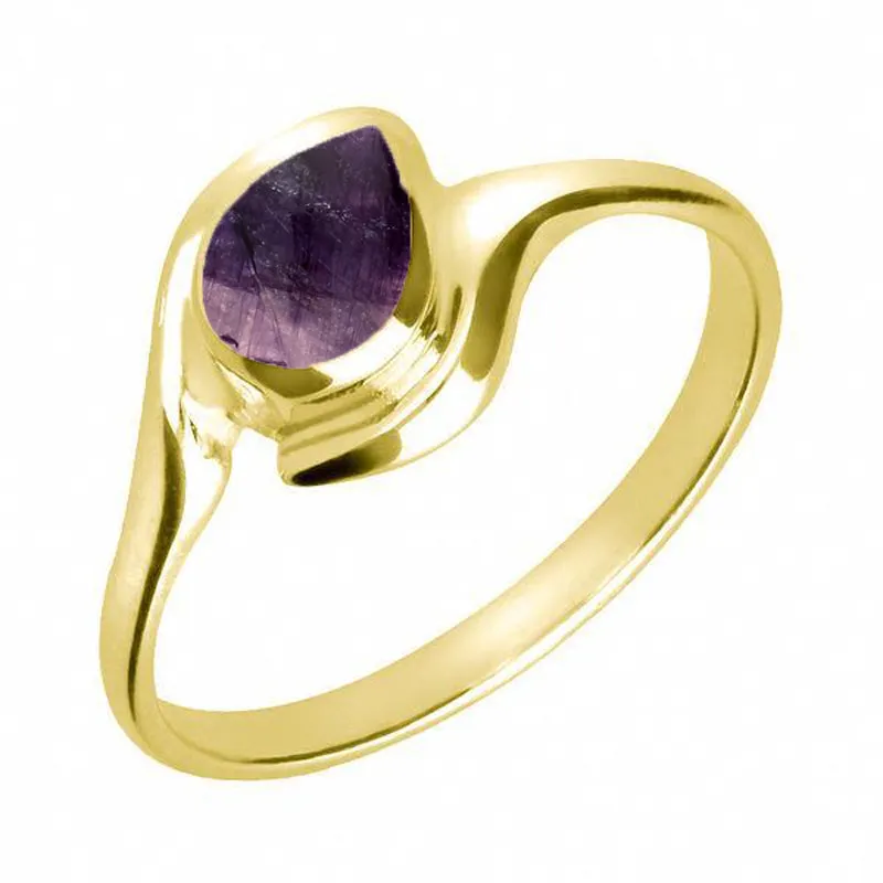 18ct Yellow Gold Blue John Offset Pear Ring sold by Jura Watches