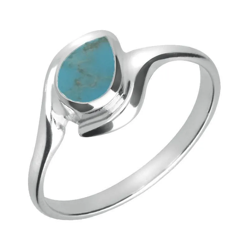 18ct White Gold Turquoise Offset Pear Ring sold by Jura Watches