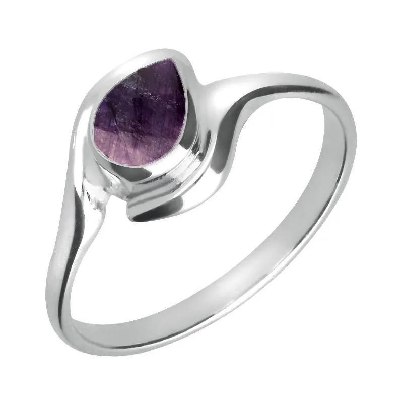 9ct White Gold Blue John Offset Pear Ring sold by Jura Watches