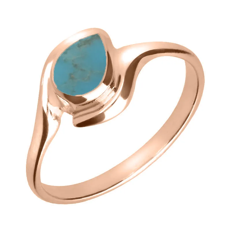 18ct Rose Gold Turquoise Offset Pear Ring sold by Jura Watches