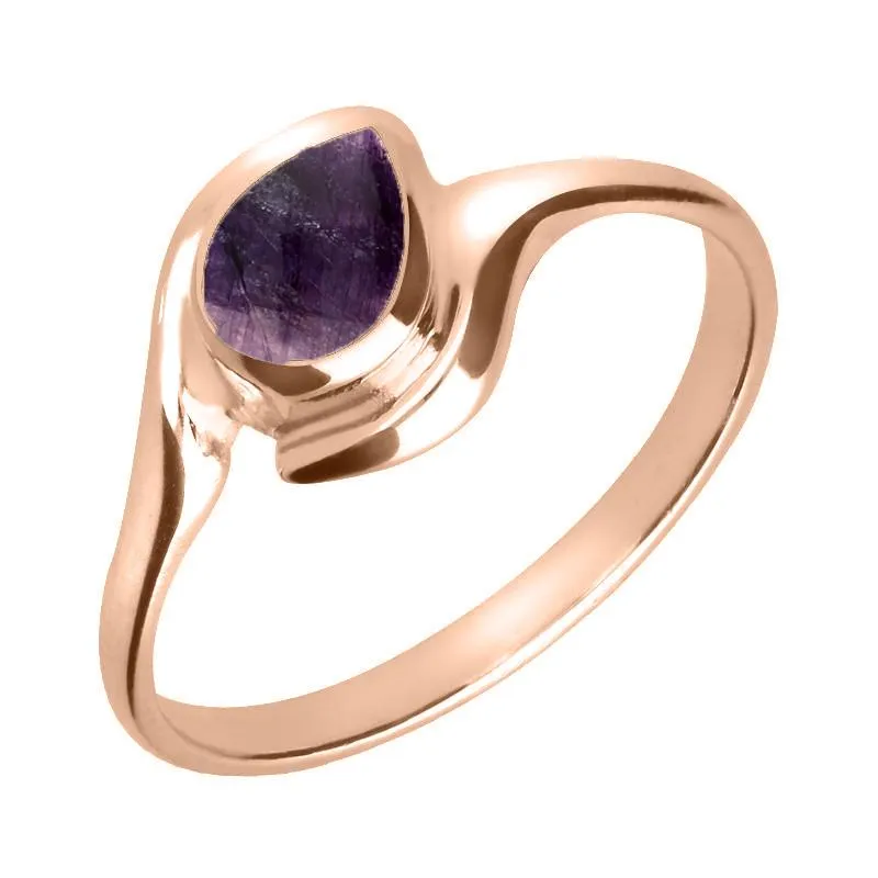 18ct Rose Gold Blue John Offset Pear Ring sold by Jura Watches