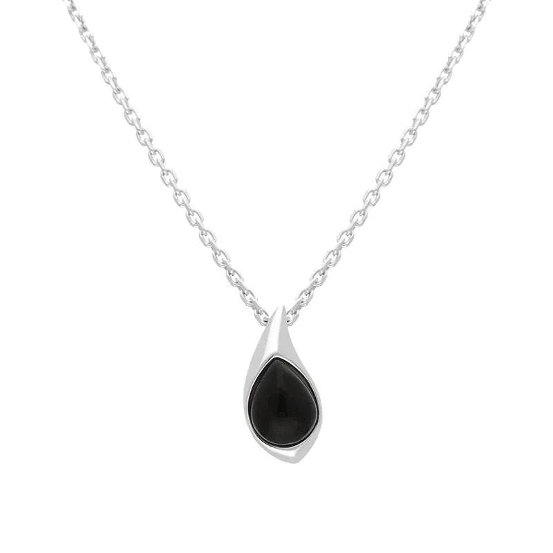 Sterling Silver Whitby Jet Teardrop Pendant sold by Jura Watches
