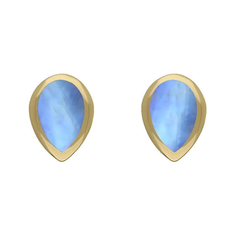 9ct Yellow Gold Sterling Silver Moonstone Stepping Stones 5x7mm Pear Stud Earrings sold by Jura Watches