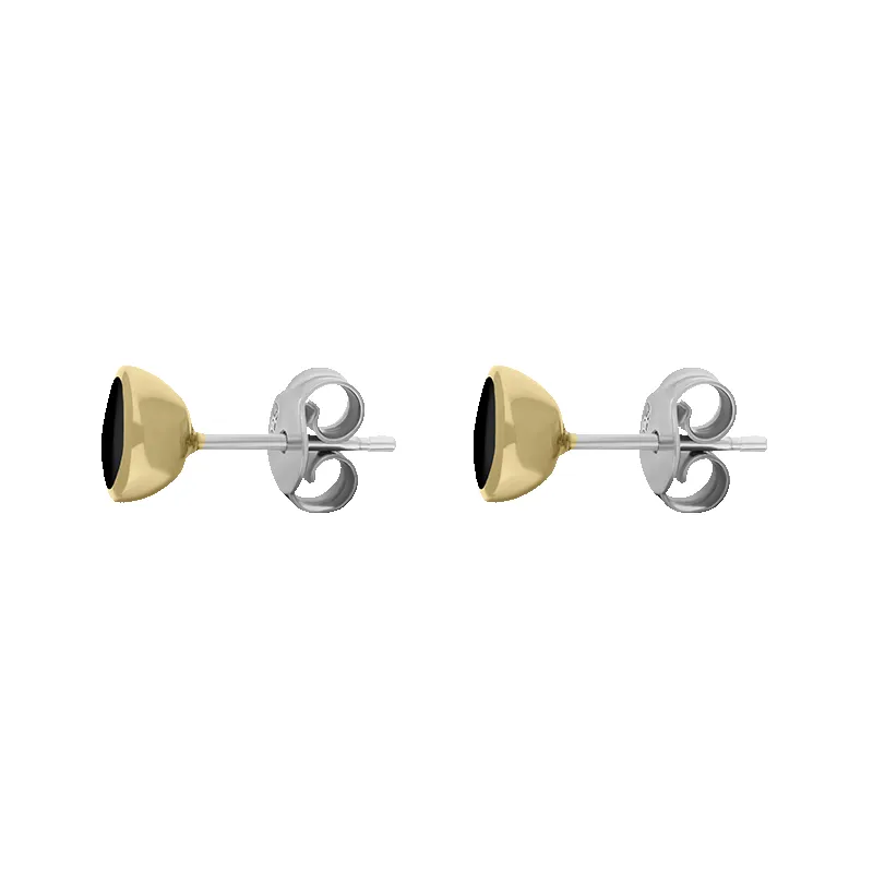 9ct Yellow Gold Sterling Silver Whitby Jet Stepping Stones Round Stud Earrings sold by Jura Watches product image thumbnail 2
