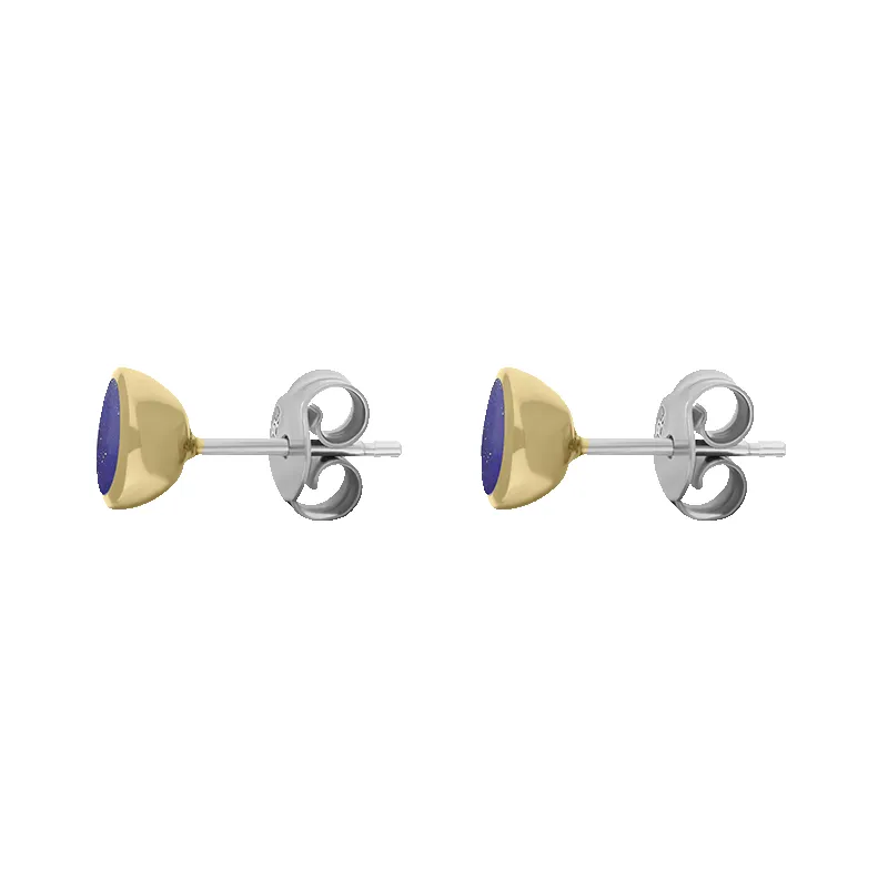 9ct Yellow Gold Sterling Silver Lapis Lazuli Stepping Stones Round Stud Earrings sold by Jura Watches product image thumbnail 2