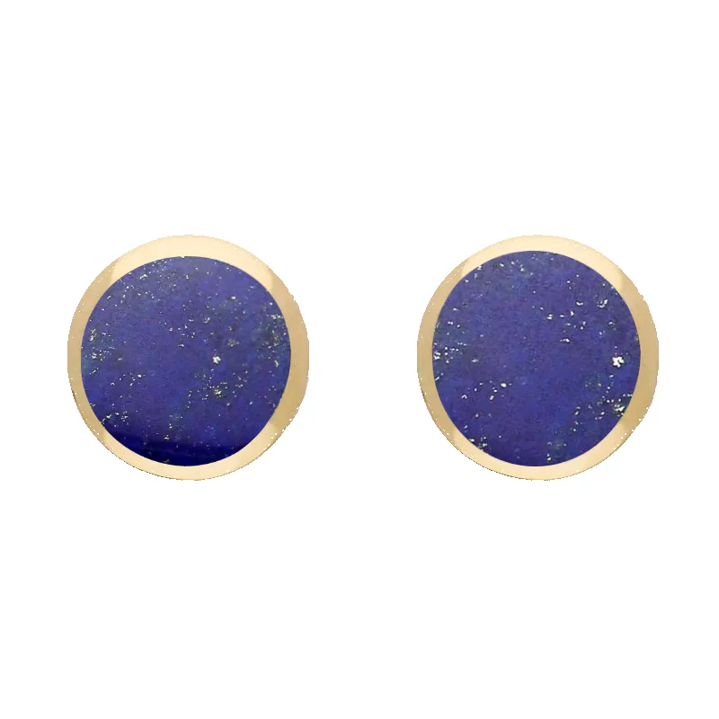 9ct Yellow Gold Sterling Silver Lapis Lazuli Stepping Stones Round Stud Earrings sold by Jura Watches