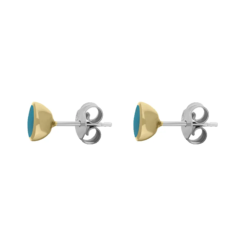9ct Yellow Gold Sterling Silver Turquoise Stepping Stones Round Stud Earrings sold by Jura Watches product image thumbnail 2