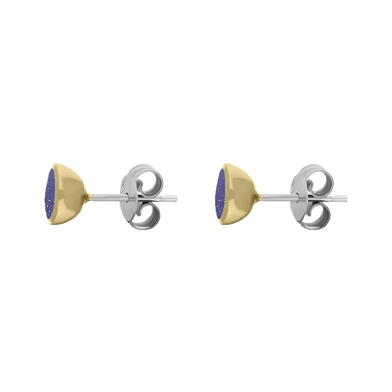 9ct Yellow Gold Sterling Silver Blue Goldstone Stepping Stones Round Stud Earrings sold by Jura Watches product image thumbnail 2