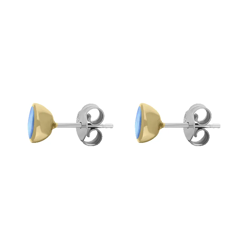 9ct Yellow Gold Sterling Silver Moonstone Stepping Stones Round Stud Earrings sold by Jura Watches product image thumbnail 2