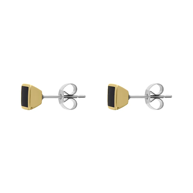 9ct Yellow Gold Sterling Silver Whitby Jet Stepping Stones Square Stud Earrings sold by Jura Watches product image thumbnail 2
