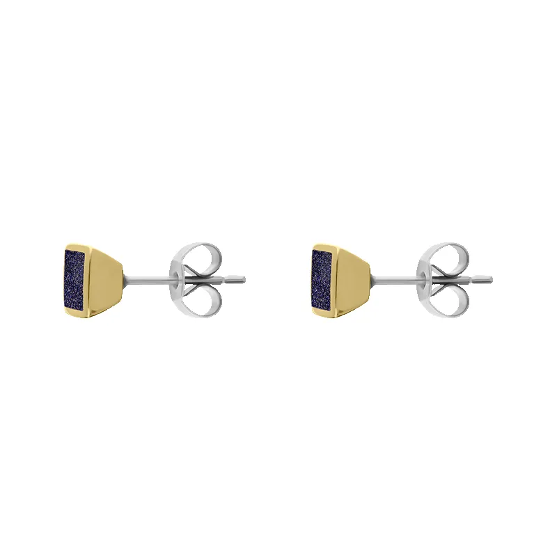9ct Yellow Gold Sterling Silver Blue Goldstone Stepping Stones Square Stud Earrings sold by Jura Watches product image thumbnail 2