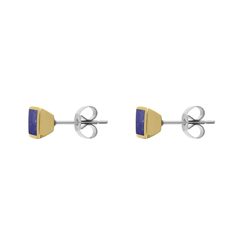 9ct Yellow Gold Sterling Silver Lapis Lazuli Stepping Stones Square Stud Earrings sold by Jura Watches product image thumbnail 2