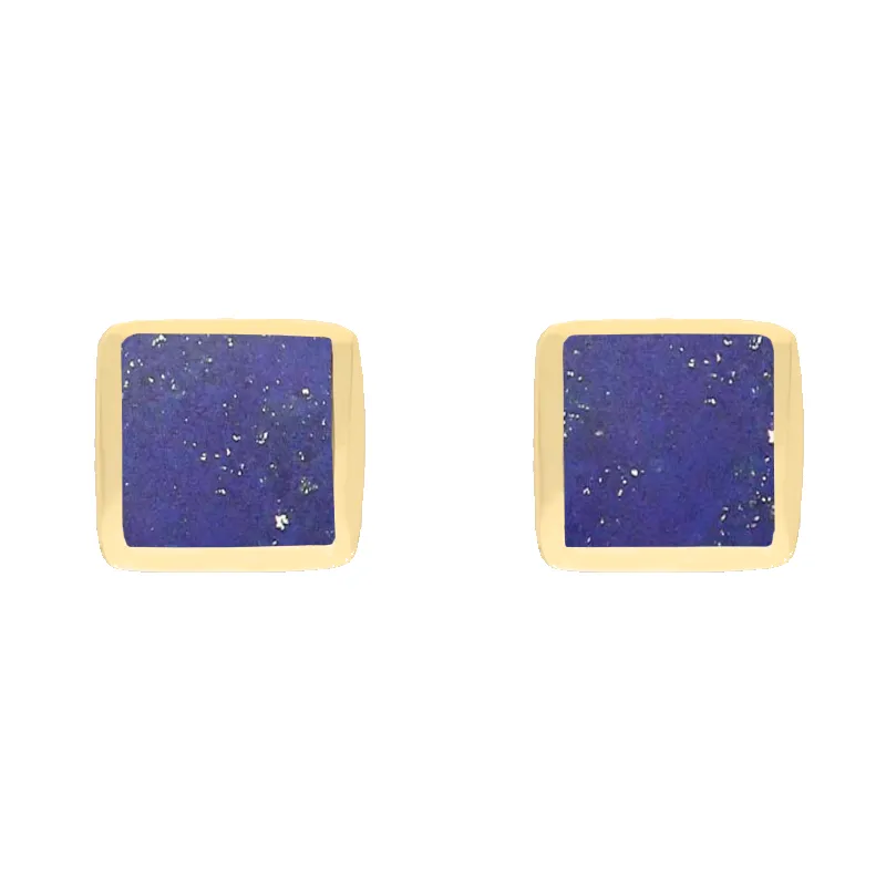 9ct Yellow Gold Sterling Silver Lapis Lazuli Stepping Stones Square Stud Earrings sold by Jura Watches