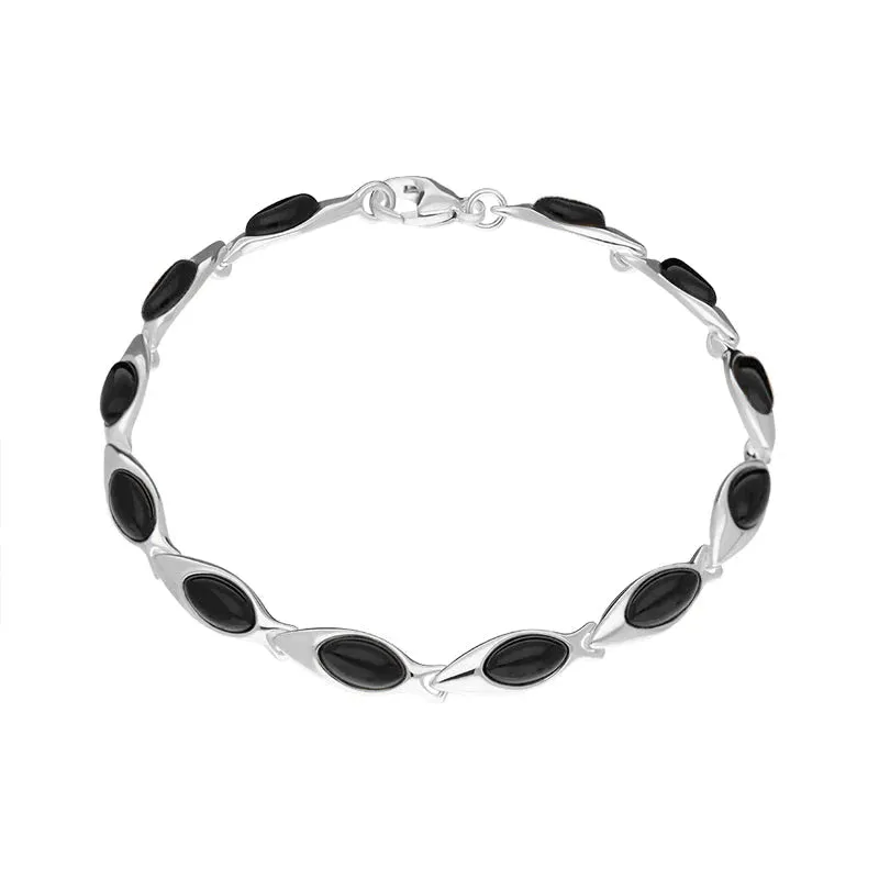 Sterling Silver Whitby Jet Marquise Link Bracelet sold by Jura Watches product image thumbnail 2
