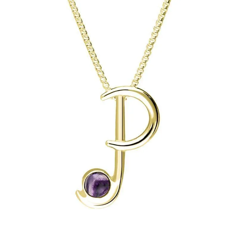 18ct Yellow Gold Blue John Love Letters Initial P Necklace sold by Jura Watches