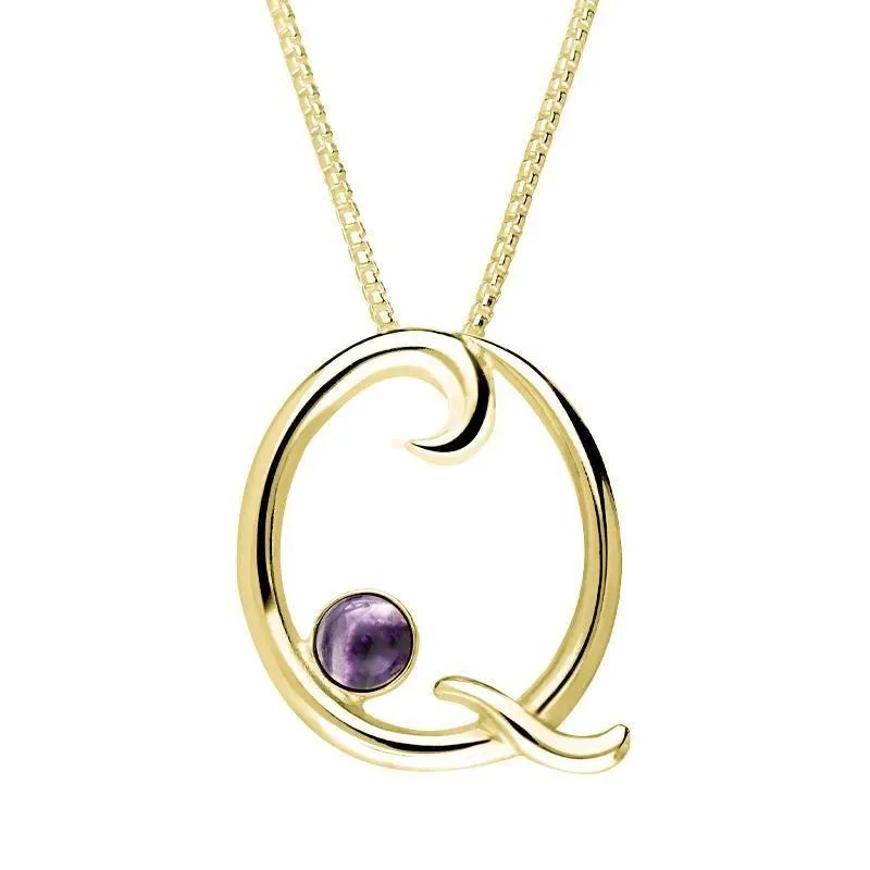 18ct Yellow Gold Blue John Love Letters Initial Q Necklace sold by Jura Watches