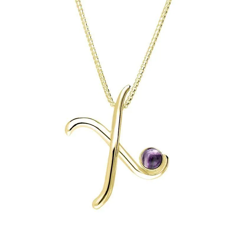 18ct Yellow Gold Blue John Love Letters Initial X Necklace sold by Jura Watches