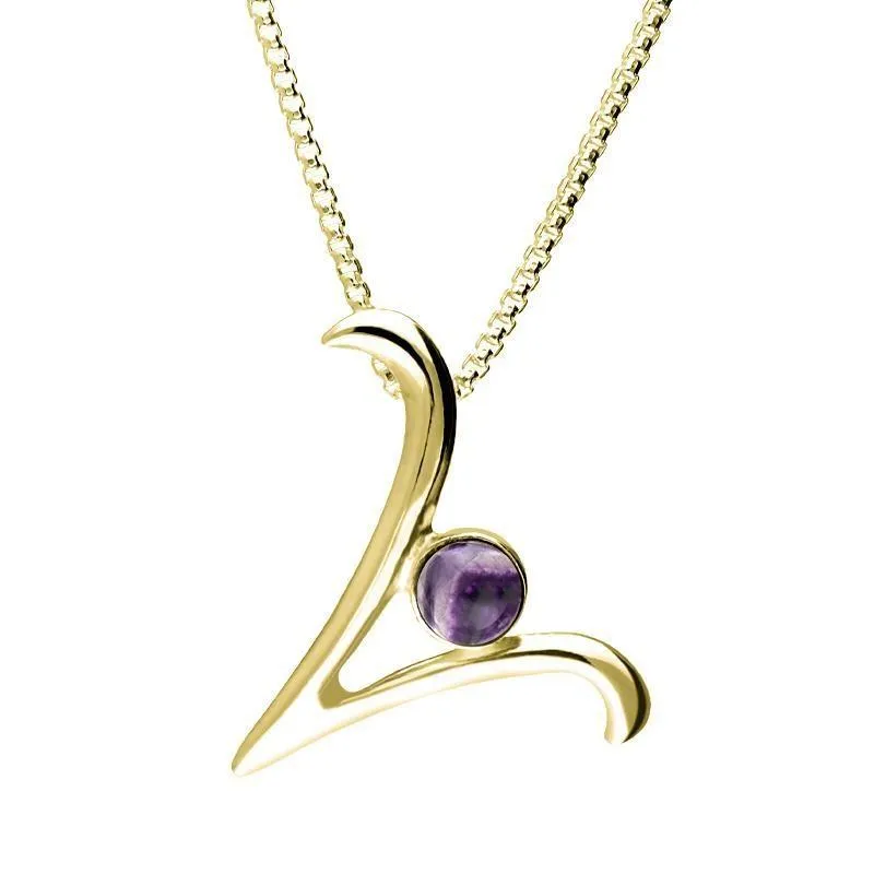 18ct Yellow Gold Blue John Love Letters Initial V Necklace sold by Jura Watches