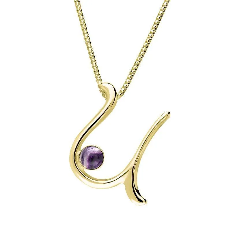 18ct Yellow Gold Blue John Love Letters Initial U Necklace sold by Jura Watches