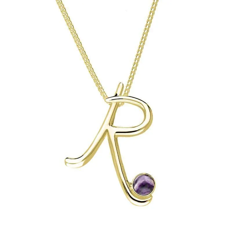 18ct Yellow Gold Blue John Love Letters Initial R Necklace sold by Jura Watches