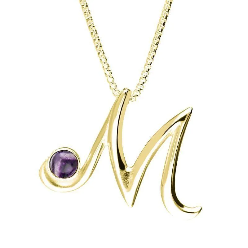 18ct Yellow Gold Blue John Love Letters Initial M Necklace sold by Jura Watches