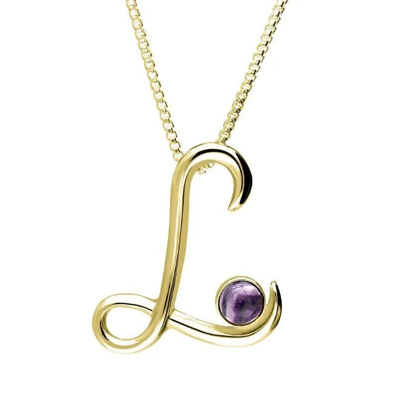 18ct Yellow Gold Blue John Love Letters Initial L Necklace sold by Jura Watches