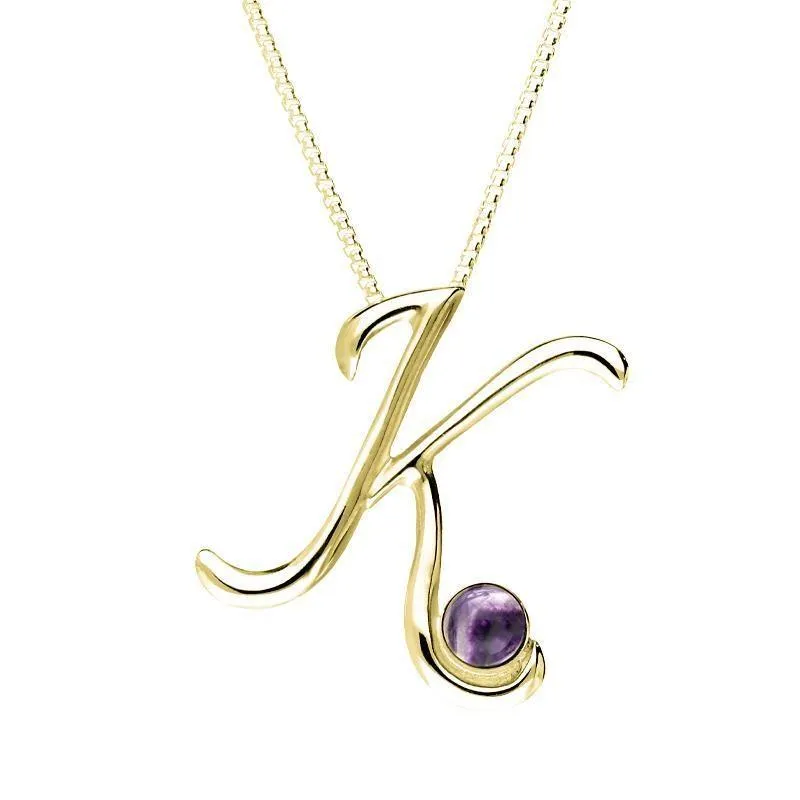 18ct Yellow Gold Blue John Love Letters Initial K Necklace sold by Jura Watches