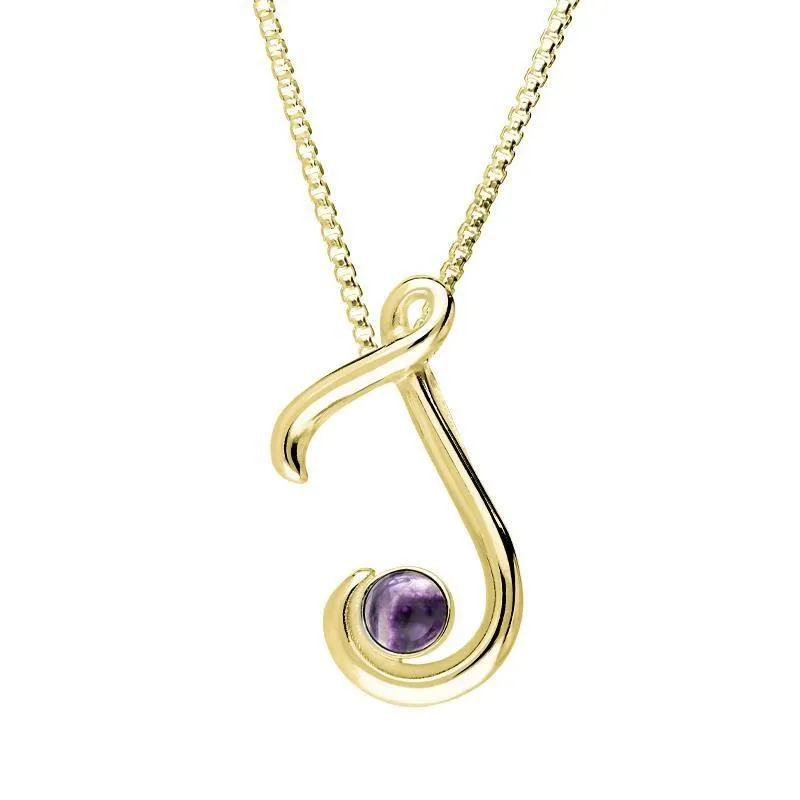 18ct Yellow Gold Blue John Love Letters Initial J Necklace sold by Jura Watches