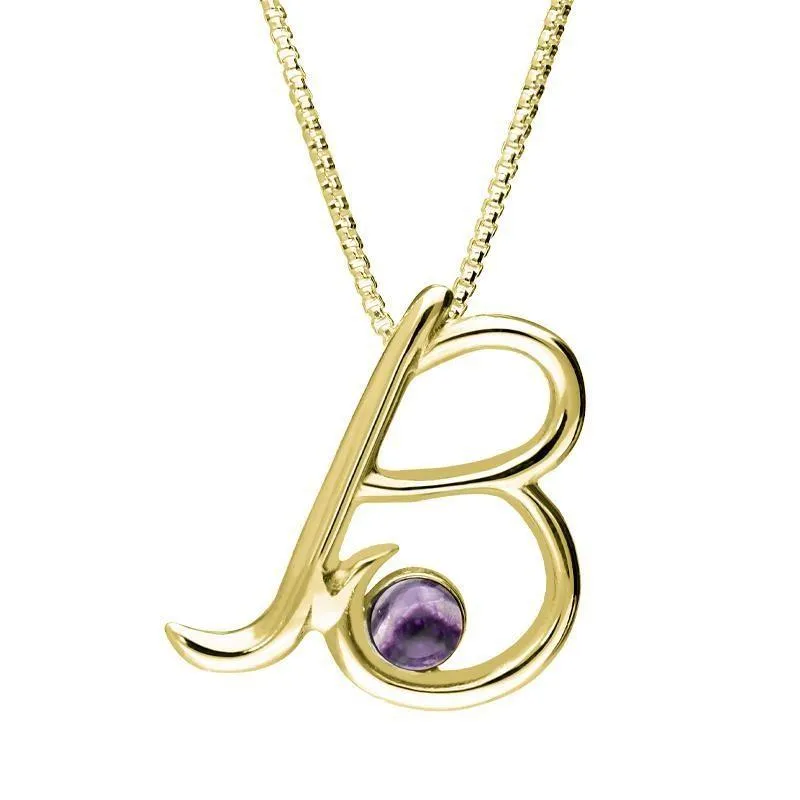 18ct Yellow Gold Blue John Love Letters Initial B Necklace sold by Jura Watches