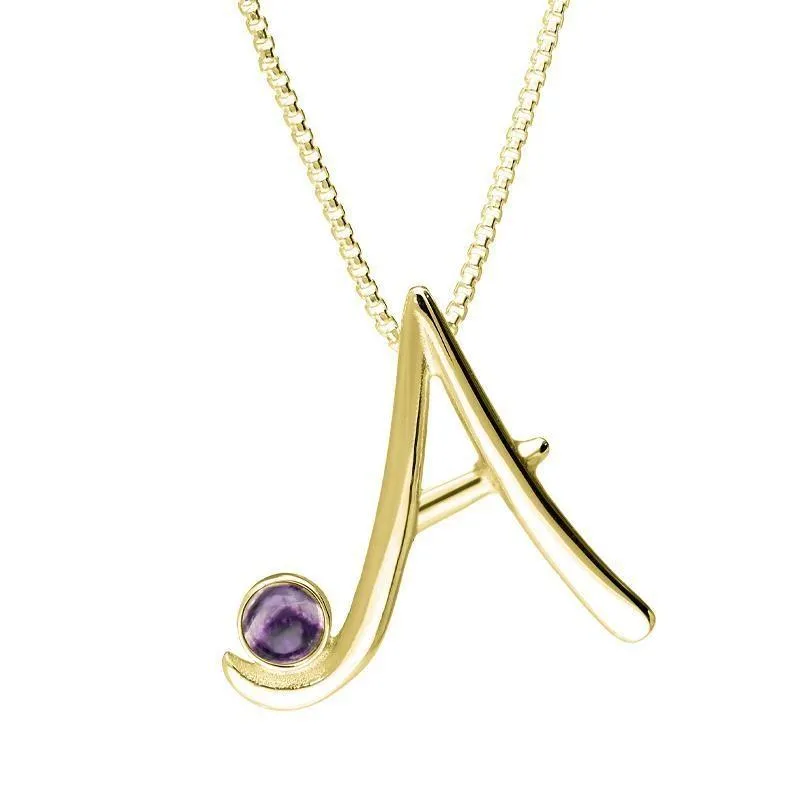 18ct Yellow Gold Blue John Love Letters Initial A Necklace sold by Jura Watches