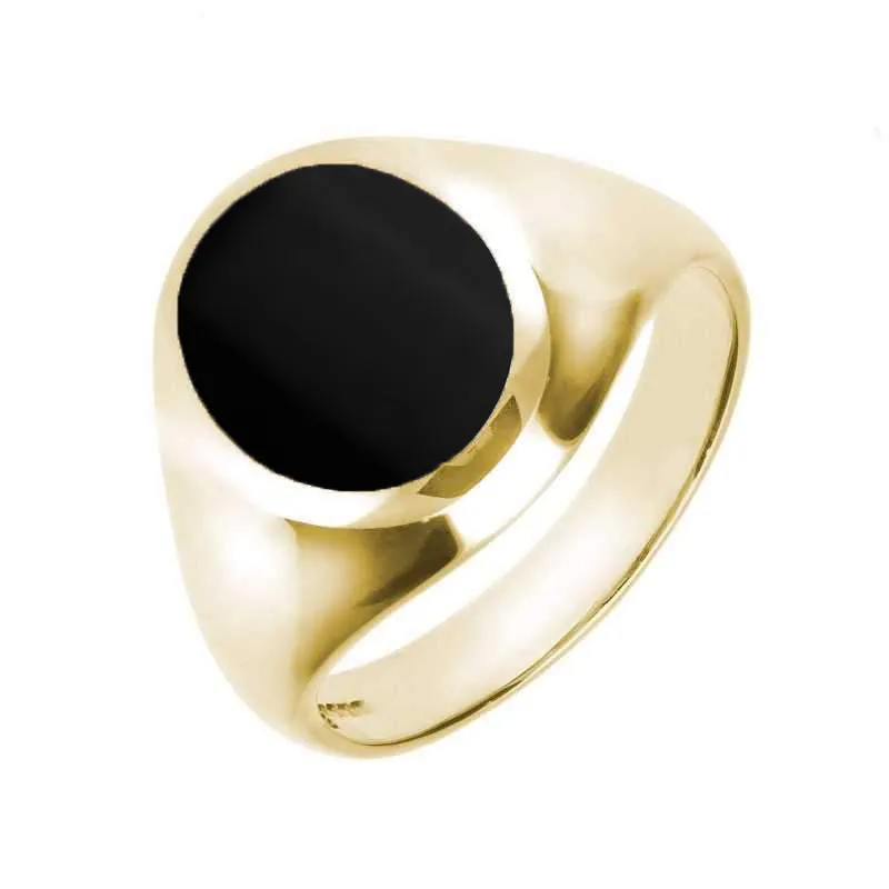 18ct Yellow Gold Whitby Jet Medium Oval Signet Ring sold by Jura Watches