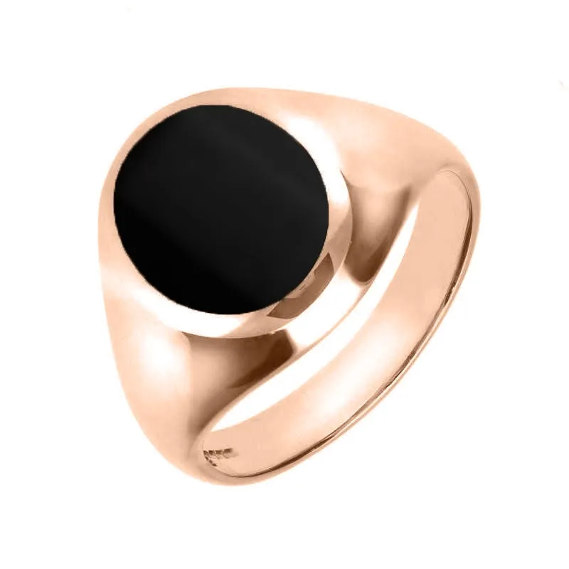 18ct Rose Gold Whitby Jet Medium Oval Signet Ring sold by Jura Watches