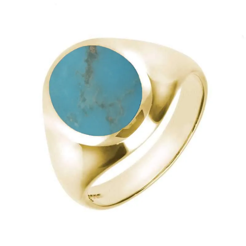 18ct Yellow Gold Turquoise Medium Oval Signet Ring sold by Jura Watches