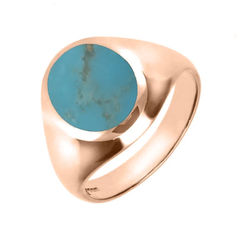 9ct Rose Gold Turquoise Medium Oval Signet Ring sold by Jura Watches